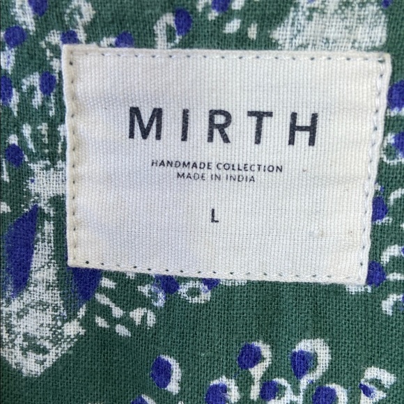 Mirth Handmade Cotton Peacock Print Midi Dress Tie Sleeve Belted Large Boho - Picture 5 of 7